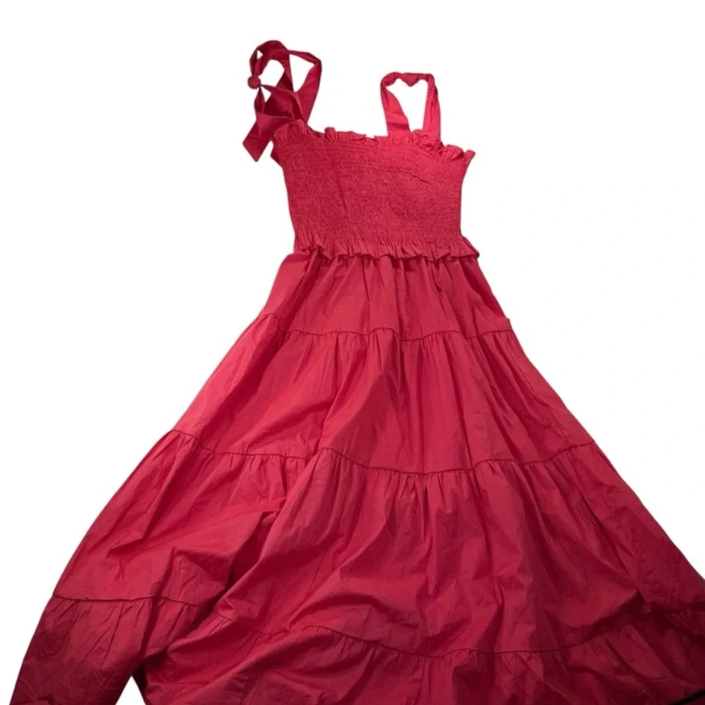 Tuckernuck Alannah Smocked midi dress with bow straps - Picture 2 of 6